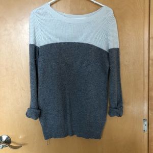 White and grey dual tone knit sweater